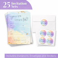 thumbnail image 3 of Paper 'n Such 25 Pack Watercolor Party Invitations with Envelopes and Stickers for Birthday, Baby or Bridal Shower, Fill in Style, 3 of 8
