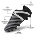 thumbnail image 3 of Vizari USA Impact Firm Ground Soccer Cleats for Kids – Comfortable, Lightweight, and Durable Shoes for Toddlers, Little Kids, and Big Kids - Black/White, 12, 3 of 6