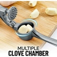 thumbnail image 5 of Premium Garlic Press Set - Rust Proof & Dishwasher Safe Professional Garlic Mincer Tool - Easy-Squeeze, Easy-Clean with Soft, Ergonomic Handle - Silicone Garlic Peeler & Brush (Silver), 5 of 8