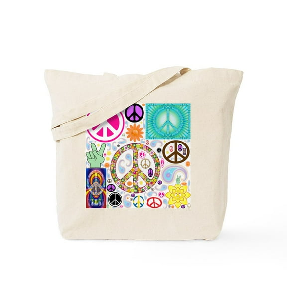 CafePress - Peace Paisley Collage Tote Bag - Unisex Canvas Tote Bag, Beige, 1-Piece