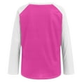 thumbnail image 6 of UngA Womens Tops Women's Long Sleeve T-Shirt Side Split Tunic Tops for Leggings Loose Crewneck Sweater Hot Pink,XL, 6 of 7