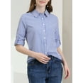 thumbnail image 5 of INSPIRE CHIC Women's Button Down Roll-up Long Sleeves Lapel Collar Shirts XS Blue, 5 of 8