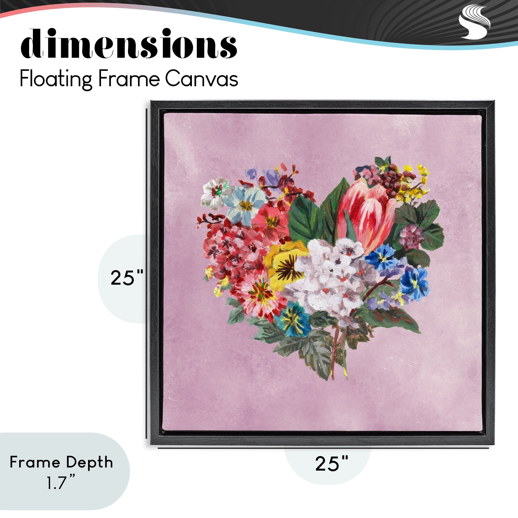 Stupell Industries Heart Shaped Garden Blooms Black Framed Floater Canvas Wall Art, design by Melissa Wang