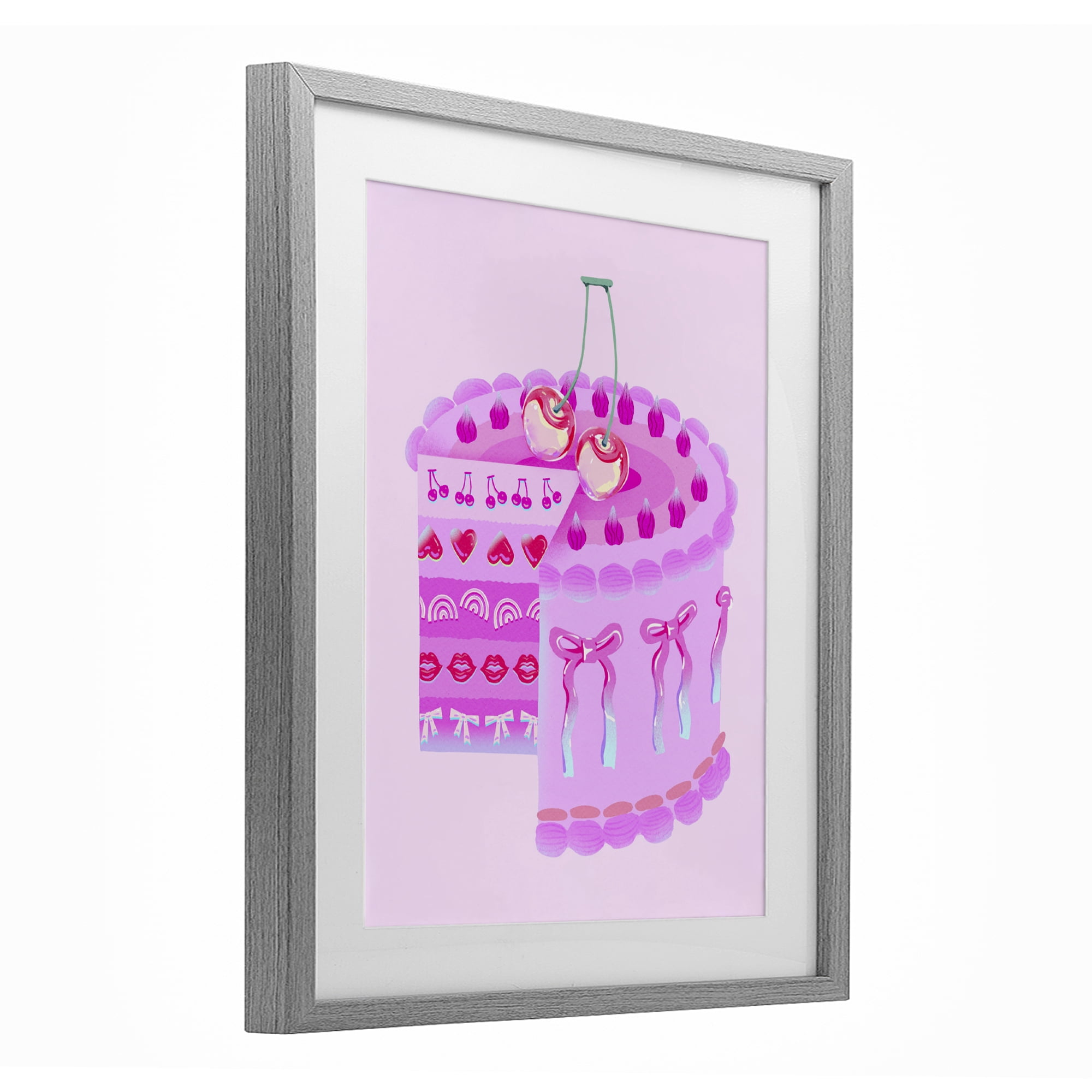 Stupell Industries Pastel Cherry Layered Cake Gray Framed Print Under Glass, design by Ziwei Li