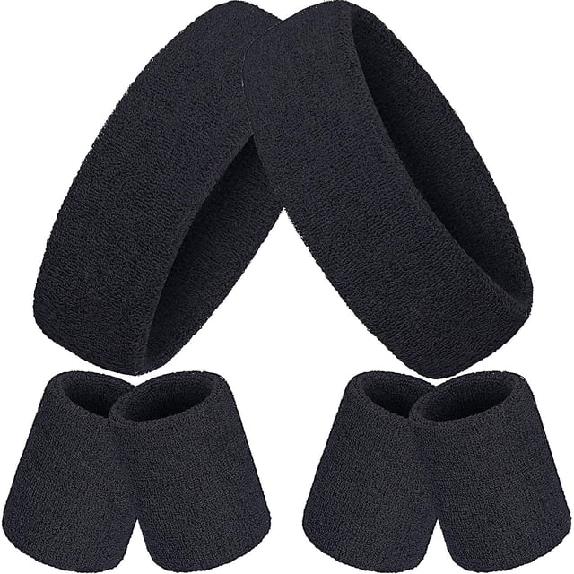 Juego de 6 bandas para el sudor a rayas, incluye 2 bandas deportivas para la cabeza y 4 muñequeras Bandas para el sudor Juego de bandas para el sudor a rayas coloridas para hombres y mujeres Fokelyi WRLF-473-1