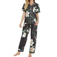 thumbnail image 4 of INSPIRE CHIC Women's Pajama Sets Button Down Shirt with Long Pants 2 Pcs Nightwear Sleepwear 2XL Black White, 4 of 5