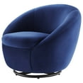 thumbnail image 1 of Armchair Swivel Accent Chair, Black Blue Navy, Velvet, Modern Contemporary, Living Lounge Cafe Room Hotel Lobby Hospitality, 1 of 7