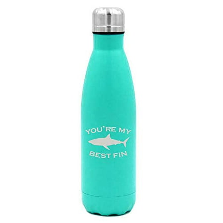 MIP Brand 17 oz. Double Wall Vacuum Insulated Stainless Steel Water Bottle Travel Mug Cup You're My Best Fin Friend Shark (Light