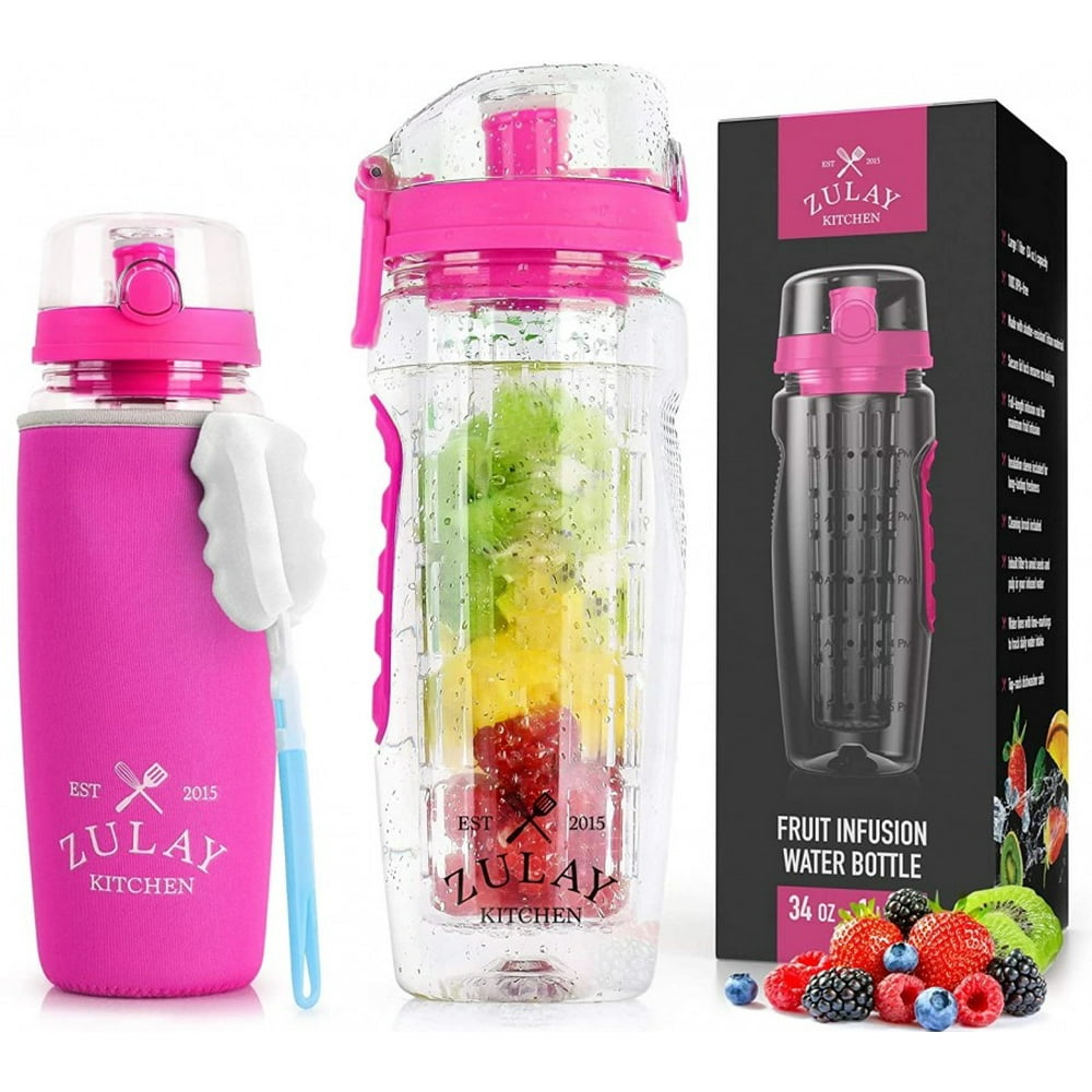 Zulay Kitchen Portable Water Bottle with Fruit Infuser for Healthy & Delicious Hydration 34oz