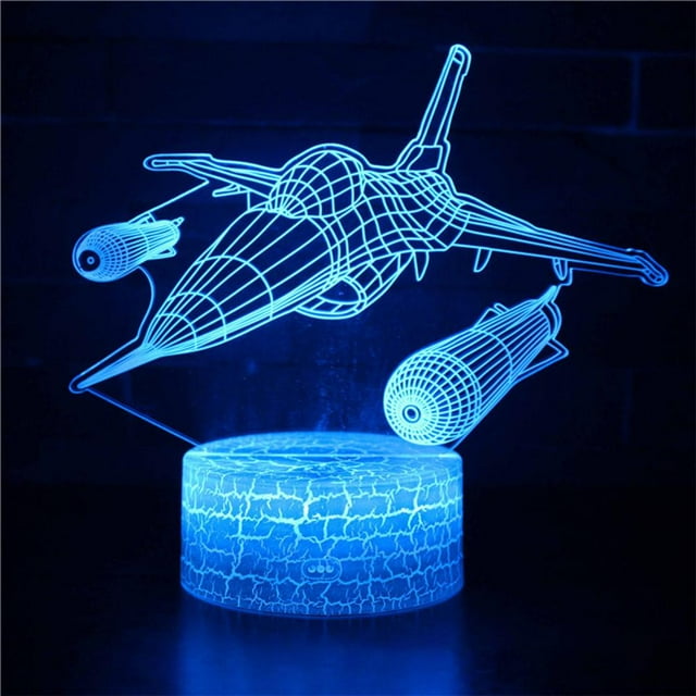 Feltree Veilleuse Acrylique 3D Avion avec Télécommande, Lampe d'Ambiance LED RVB Réglable pour Décoration de Chambre et Cadeaux