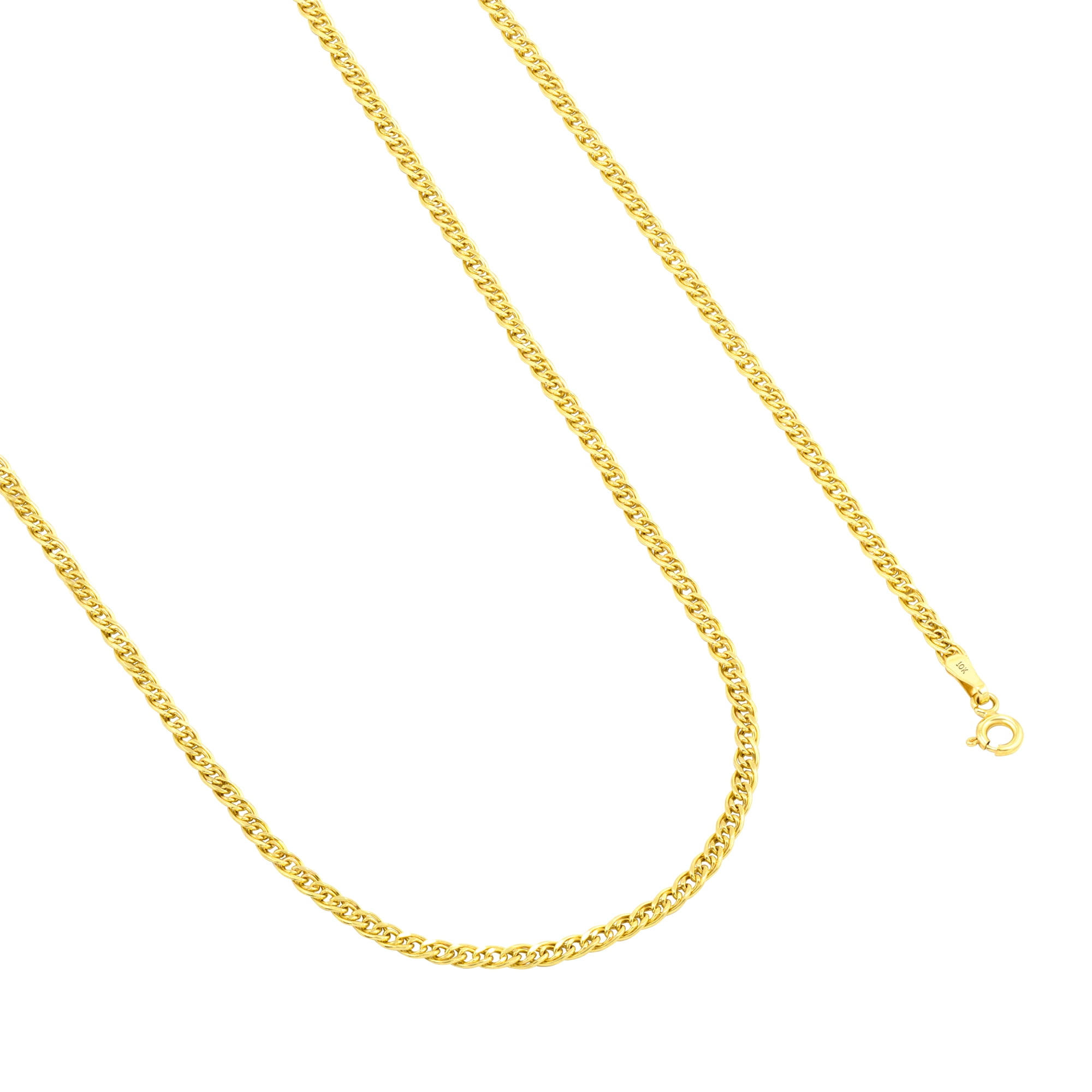 Nuragold 10k Real Yellow Gold Double Cuban Link 3mm Curb Chain Necklace (16"-24") Italian Jewelry for Men & Women
