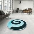 thumbnail image 4 of Ahgly Company Tapis d'Intérieur Ronds Lavables à la Machine, Style Transitionnel, Bleu Geai Bleu, Tapis de Zone, 8 Pieds Rond, 4 of 7