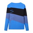 thumbnail image 4 of IROINNID Polyester Long Sleeve T Shirt for Women Comfortable Ladies Round Neck Loose Tops Print T-Shirts Blouse,Blue, 4 of 5