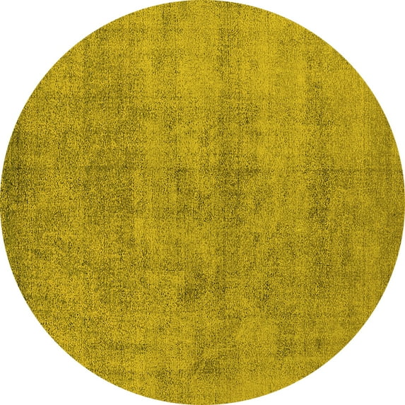 Ahgly Company Indoor Round Oriental Yellow Industrial Area Rugs, 6' Round