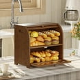 thumbnail image 5 of Bread Box, Bamboo Bread Box for Kitchen Countertop, 2 Tier Roll-Top Bread Bin, Food Storage Box, Large Capacity Keeper, Wooden Storage Cabinet, for Kitchen, Dining Room, Brown BR13MB01, 5 of 18