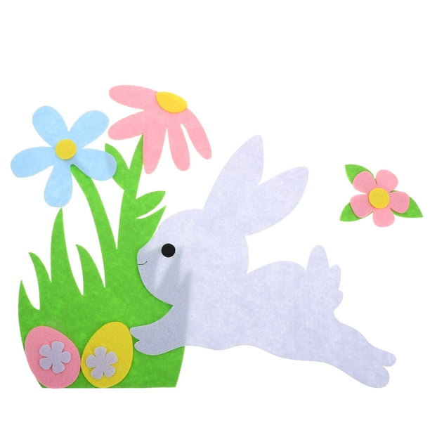 Decoración de Pascua con telas no tejidas decorativas, decoración de ventanas con conejito y huevo de Pascua, decoración de puertas fácil de aplicar para las festividades de primavera