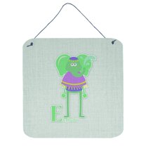 Carolines Treasures BB5730DS66 Alphabet E for Elephant Wall or Door Hanging Prints 6HX6W multicolor