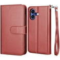thumbnail image 7 of Tekcoo for iPhone 17 Case Wallet with ID Credit Card Holder for Women Men, Detachable Magnetic PU Leather Flip Wallet Phone Case for iphone 17 6.3" with Strap Kickstand Cover, Wine Red, 7 of 7
