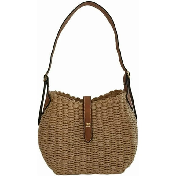 Straw Beach Bags For Women Rattan Shoulder Purse Women’s Summer Straw Bucket Bag Woven Raffia Handbag 2025