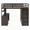 thumbnail image 4 of Full Size Plywood Loft Bed with Drawers,Desk and Wardrobe-Espresso, 4 of 14