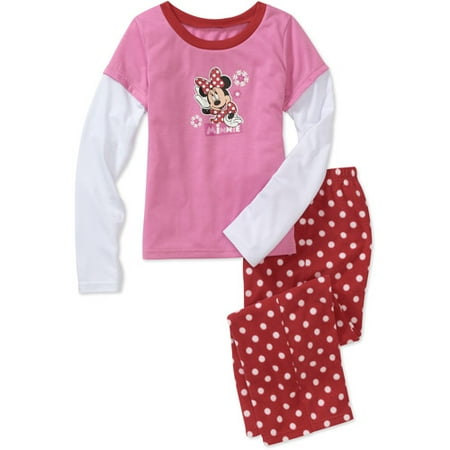 Disney Girls' Minnie Mouse 2 Piece Hangdown and Pant Pajama Set