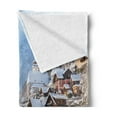 thumbnail image 2 of Alps Soft Flannel Fleece Blanket, Mountain Town Scenery Hallstatt Lakeside Town in Winter Austria Salzkammergut, Cozy Plush for Indoor and Outdoor Use, 50" x 70", Pale Azure Blue Tan, by Ambesonne, 2 of 5