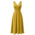 thumbnail image 6 of ClodeEU Women's V Neck Sleeveless Wide Strap Midi Dress,Elegant Tunic Swing Dress Yellow,Women's Plus M, 6 of 6