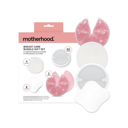 Motherhood Maternity Breastfeeding Essentials Kit – Postpartum Nursing Care Set with Hydrogel Nipple Pads, Breast Therapy Packs, Disposable & Washable Breast Pads