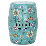 Safavieh Ceramic Garden Stool with Water Lily Pattern