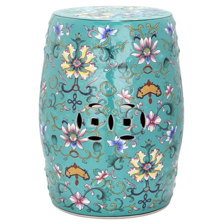 Safavieh Ceramic Garden Stool with Water Lily Pattern
