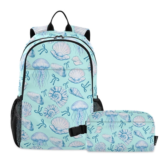 ALAZA Jellyfish Bow School Backpack Lunch Box Set Student Bookbag