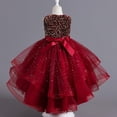 thumbnail image 4 of LIJCC Girls Sleeveless Dress Piano Concert Sequin Dress Kids Girls Star Decoration Dress Wedding Pageant Long Tail Dresses with Bow-Knot Lace Party Grown Outfit, 4 of 5