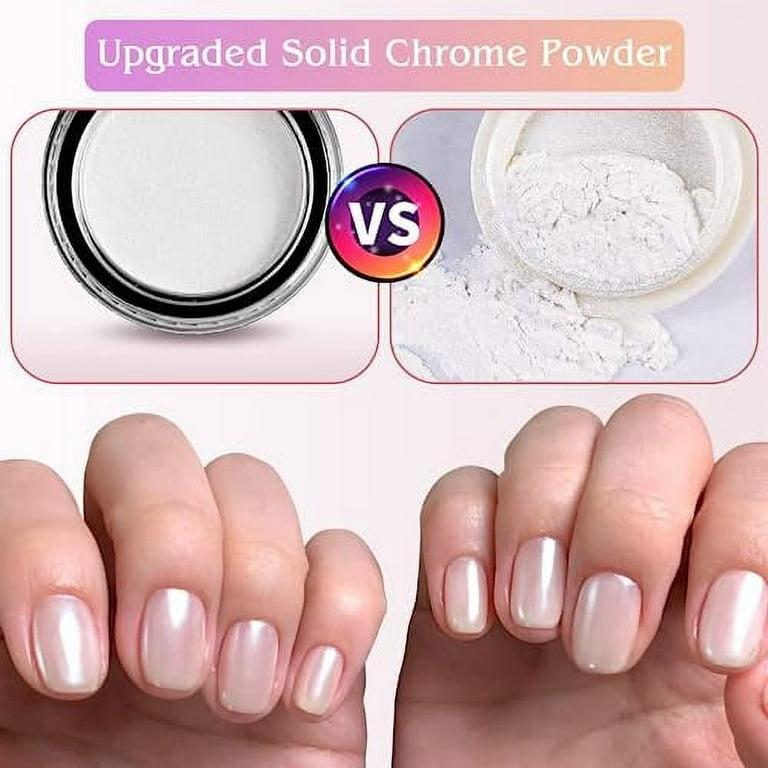 Chrome Nail Powder - White Pearl Chrome Powder for Nails