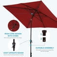 thumbnail image 5 of FUNDAZE 6.5' x 10' Rectangular Patio Umbrella w/ Crank, 8 Sturdy Ribs, Outdoor Shade for Chair Table Deck Garden Patio Poolside Balcony Backyard, Bright Red, 5 of 9