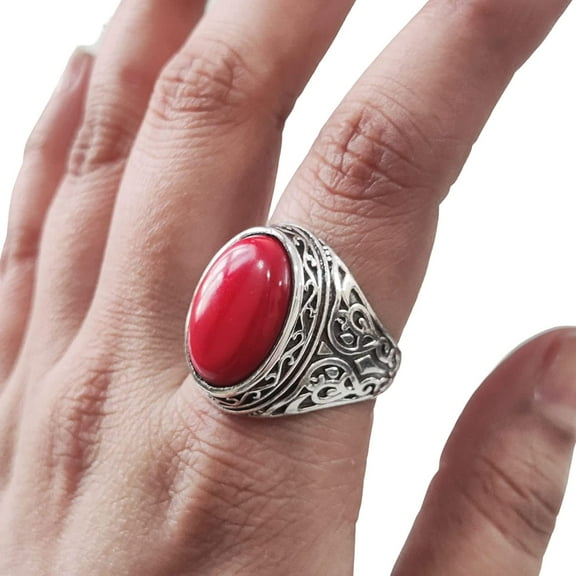 Coral Mans Ring, Natural Red Coral Ring, Unisex Ring, Silver Jewelry, 925 Silver Ring, Birthday Gift, Heavy Mens Ring, Arabic Design, Ottoman Style Ring, Christmas, Turkey Mens Signet Ring