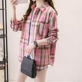 thumbnail image 2 of Turilly Womens Plaid Shirts Top Loose Long Sleeved Thin Casual Shirt Long Sleeved Lapel Shirt, 2 of 5
