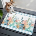 thumbnail image 4 of Summer Beach Washable Small Entryway Area Rugs 2'x3', Ocean Colorful Coral Shell Starfish Seaweed Blue Plaid Low Pile Throw Rug Non-Slip Sturdy Edge Binding Carpet for Front Door Floor Room Entry, 4 of 9