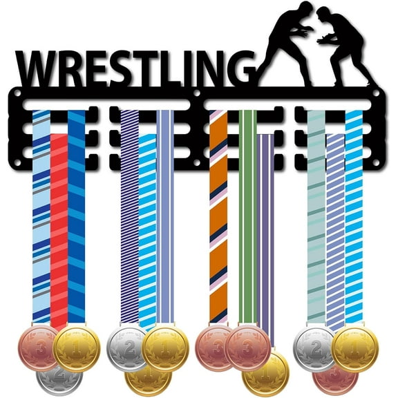 Wrestling Medal Holder Medal Hangers Display Rack Sports Metal Hanging Awards Iron Small Mount Decor for Wall Home Badge Race Runners Marathon Medalist Black 11.4 x 5.1 Inch 1set