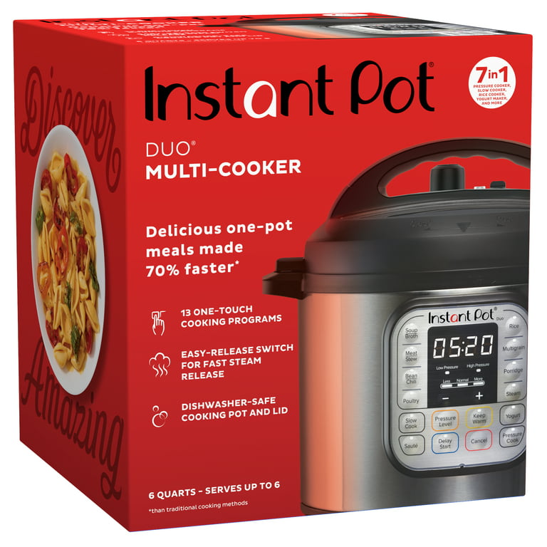 Instant Pot Duo 6 Qt Electric Pressure Cooker 7-in-1 with Easy-Release  Steam Switch, Slow Cooker, Rice Cooker, Steamer and More 