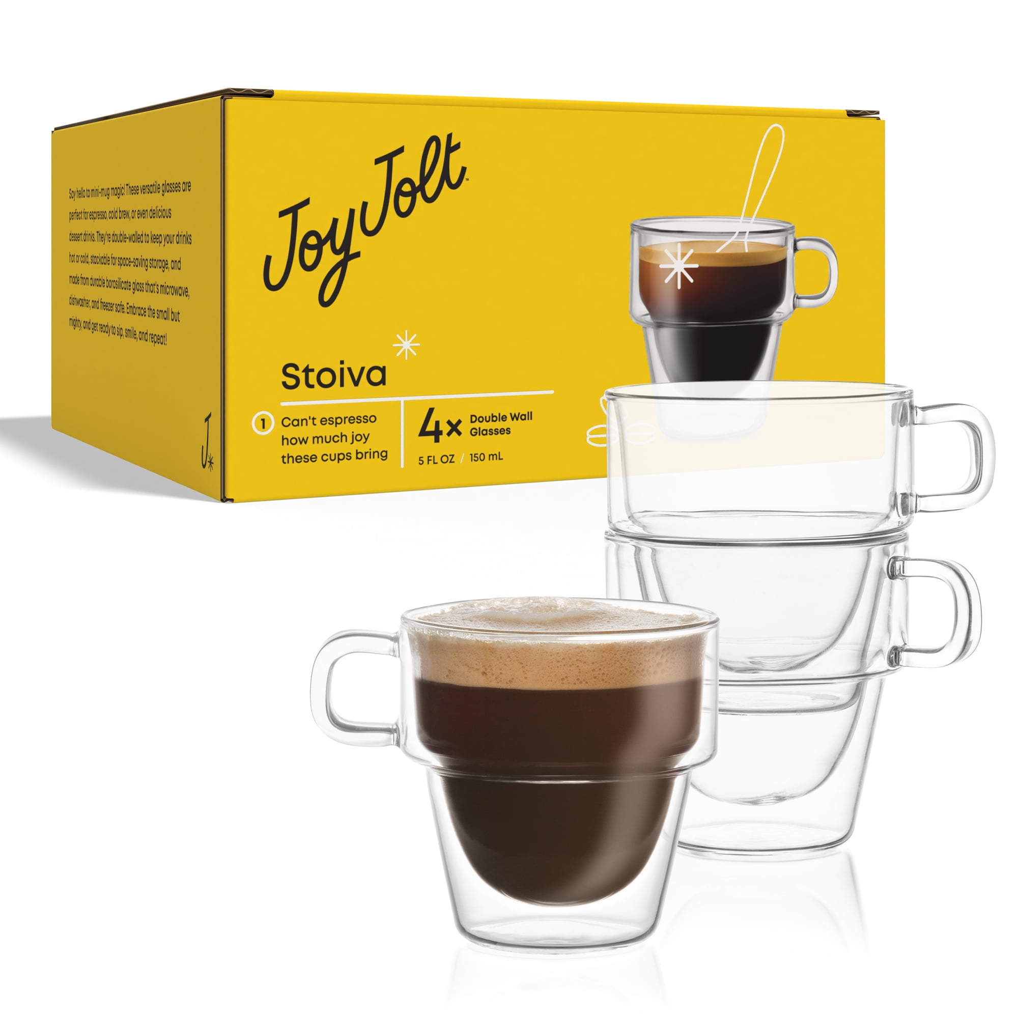 Stoiva Stackable Double Wall Glasses - 5 oz - Set of 4