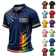 thumbnail image 2 of Polo Shirts Men Short Sleeve Rainbow Cuff Pride Casual Golf Shirt Button Collar Summer Tops for Outdoor Daily Wear, 2 of 4
