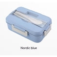 thumbnail image 1 of Fiambrera estilo Bento – Caja Bento de paja de trigo con utensilios, 3 divisores y almacenamiento de cubiertos – Apta para microondas, congelable y lavavajillas, 1 of 5