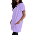 thumbnail image 5 of QASIEATN Women's Casual V Neck Short Sleeve Dress Loose Fit T Shirt Dress with Pockets Shirts for Women, 5 of 9