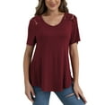 thumbnail image 3 of VERABENDI Women's Plus Size Tops Summer Short Sleeve Lace Trim Shoulder Tunic Blouses,M-4XL, 3 of 7