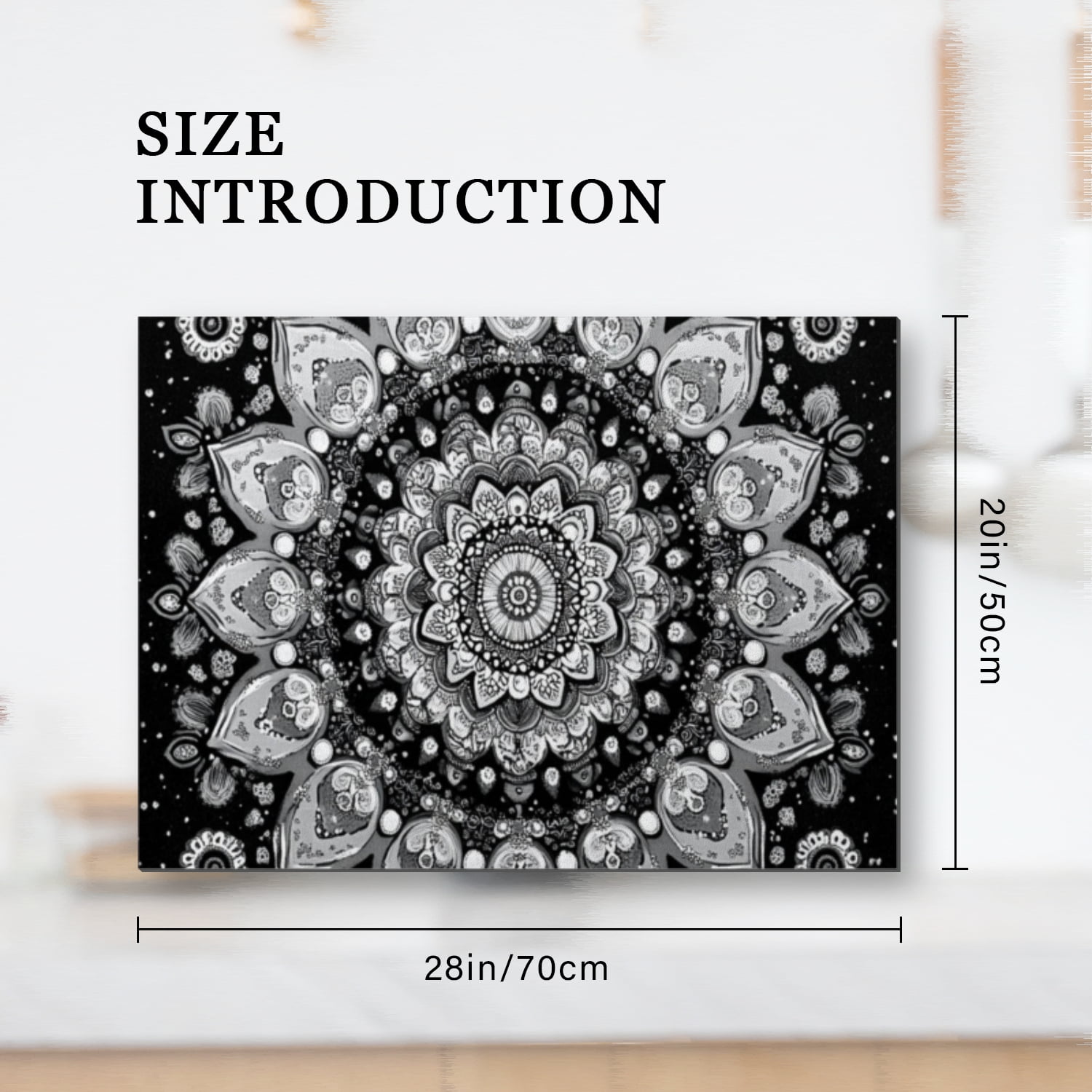 Electric Stove Top Cover Protector, Monochrome Mandala With Ornate Floral Print Heat Resistant Glasstop Protector Stove Mat, Square Stovetop Pad for Kitchen RV (28×20 Inch)