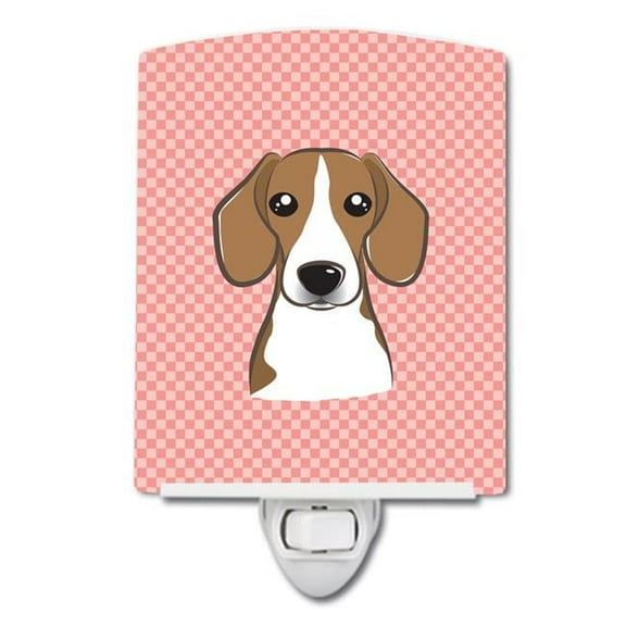 Caroline's Treasures BB1239CNL Checkerboard Pink Beagle Ceramic Night Light, 6x4x3", multicolor