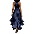 thumbnail image 5 of XFLWAM Elegant Evening Dresses for Women Halter Deep V Neck Wrap Front High Slit Dress with Waist Tie Wedding Guest Formal Gown, 5 of 8