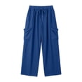 thumbnail image 5 of Atogsazn Womens Wide Leg Cargo Sweatpant Casual Loose Fit Pants Baggy Summer Trouser with Pocket Beach Vacation Outfit Blue B XXL Fashion, 5 of 5