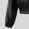 thumbnail image 5 of AherBiu Teen Girls Clothes Leather Jackets Elastic Button down Collared Coats Streetwear Outwear, 5 of 7