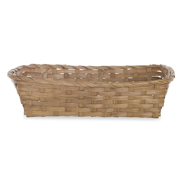 12 Pack Premium Handmade 12" x 9" Light Brown Bamboo Rectangular Storage Baskets – Rectangular Artisan Organizers for Kitchen Pantry, Snacks, Bathroom Vanity, Entryway & Gifts – Bulk Supply Set